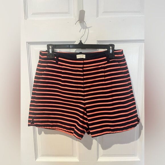 J. Crew Dolphin Hem Striped Shorts Womens Navy Peachy Pink Size 4 - Picture 1 of 7
